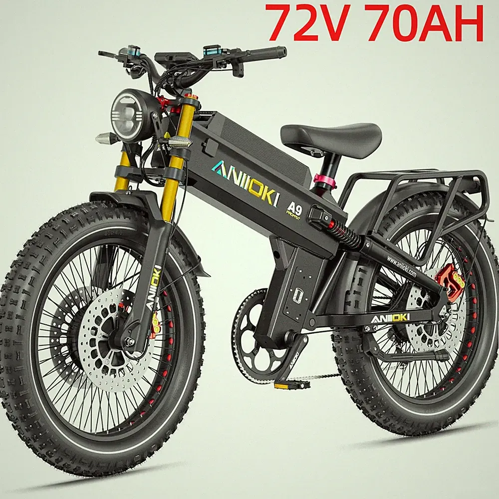 2026 26"ANIIOKI 7000W Peak Dual Motor Electric Bike 72V 70Ah Fast eBike,54MPH US