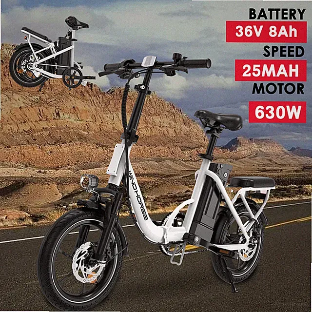 630W Electric Bike, 25MPH Folding e Bike City Commuter Adults Electric Bicycles