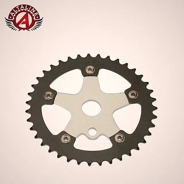 ALTALINE 39T 1PC BICYCLE CRANK SPIDER ALLOY CHAINRING 1/2 X 1/8 BLACK/SILVER.