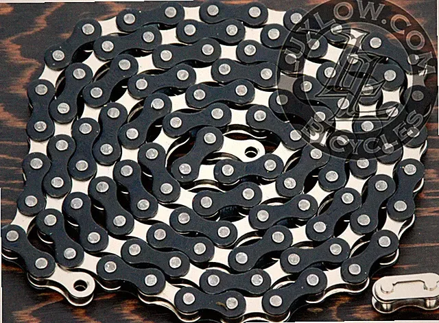 Black Silver 2 Tone Fixie Bicycle Chain 1/2" x1/8" 112L Schwinn Cruiser Bike BMX