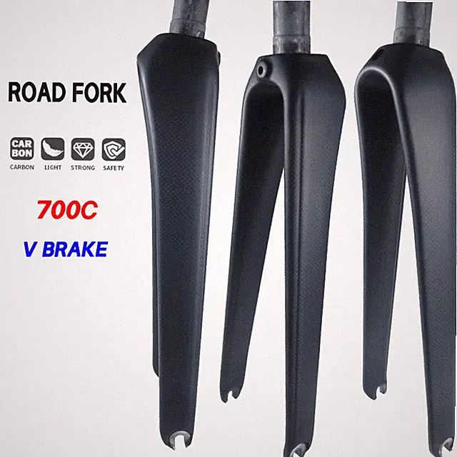 Carbon Fiber Road Bicycle Hard Fork Parts 700C V Brake 28.6mm Bike Rigid Forks