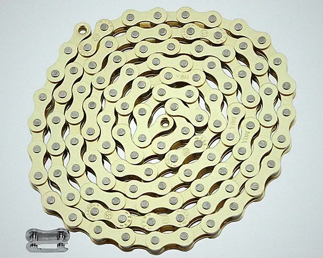 Gold Single Speed Bicycle Chain 1/2 x 1/8 112 Links Vintage Cruiser BMX Bike.