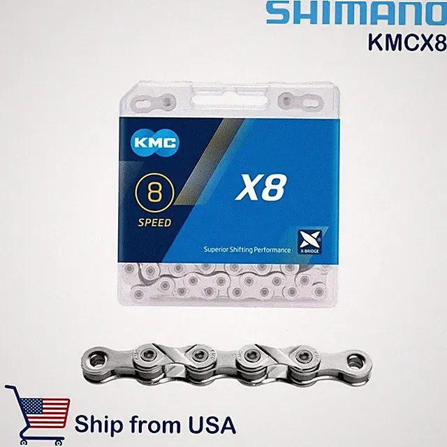 KMC 8-Speed Bike Chain 116 Links, Stretch-Proof, Fits Shimano SRAM Campagnolo
