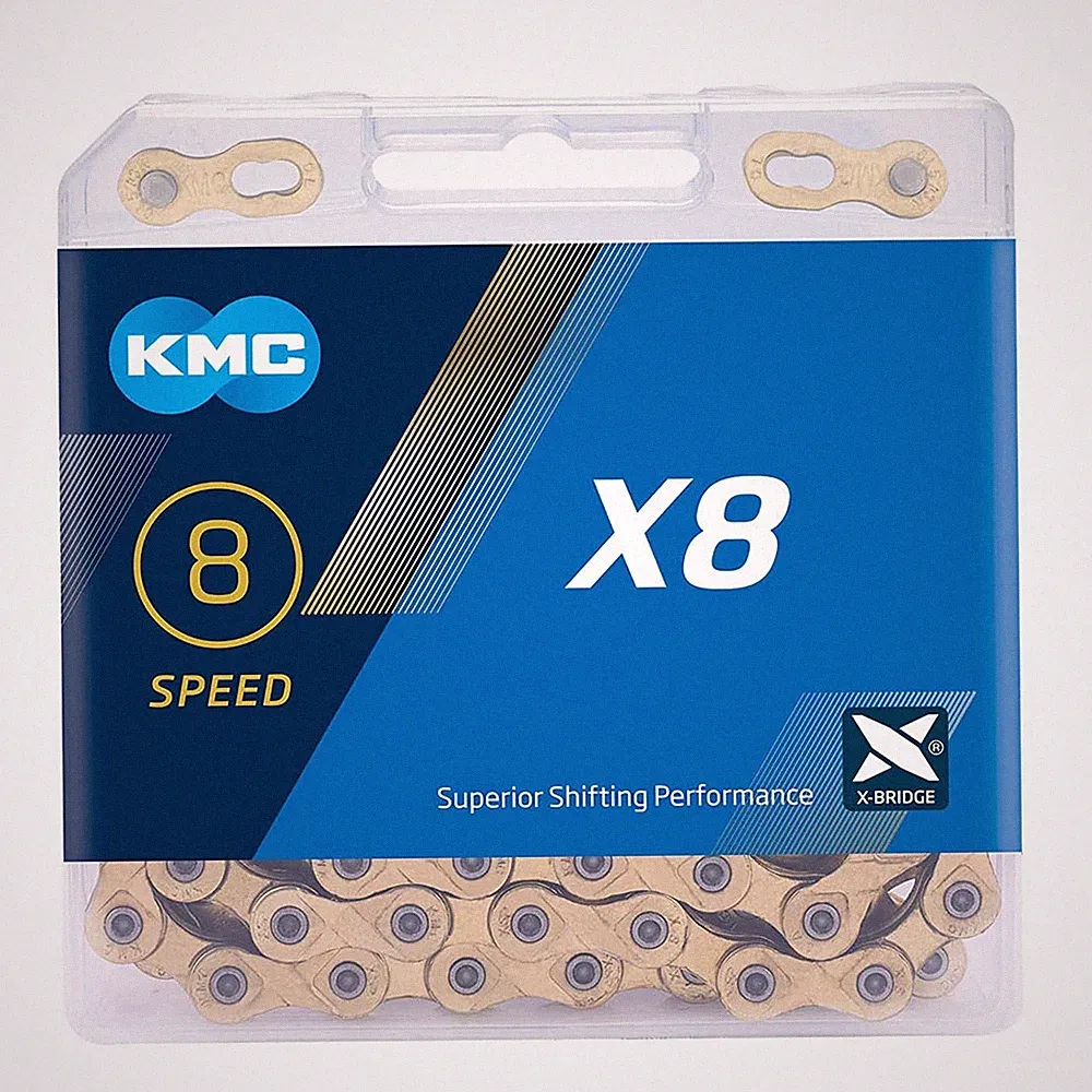 KMC X8 Bicycle 116L MTB Mountain Road Bike TI-N Gold 7/8 Speed Chain For Shimano