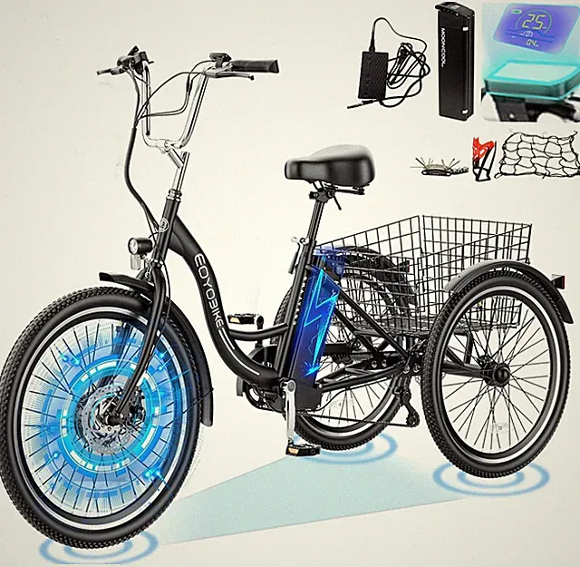 SLSY 3 Wheels Electric Bicycle Peak 700W Step-Thru 26" Etrike 10.4Ah Battery