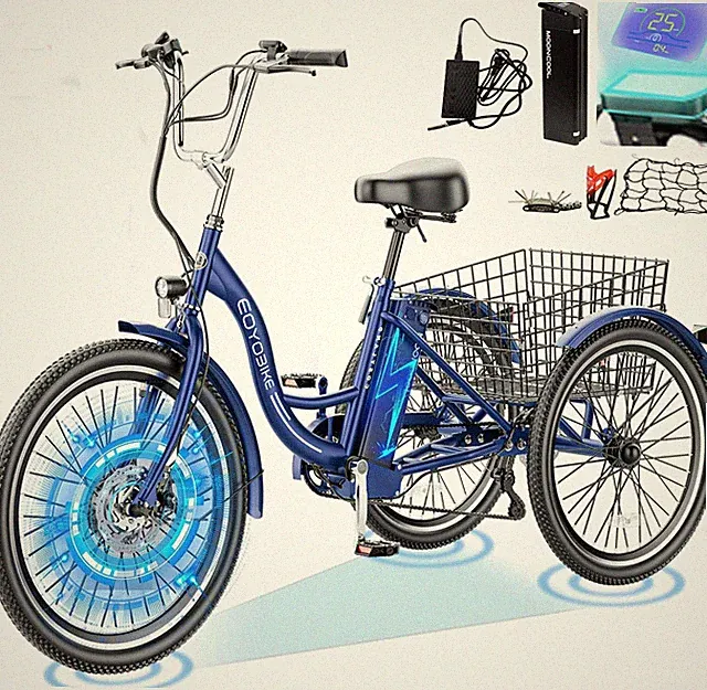 SLSY Adult Electric Tricycle 15.5MPH E-Trike Electric Bike, Large Basket 26 in