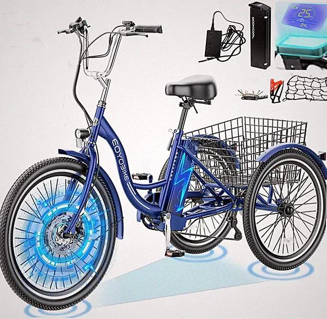 SLSY Electric Tricycle for Adults 350W Peak 700W Motor Etrike Electric Trike 26"
