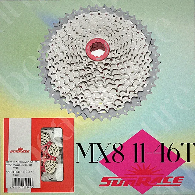 Sunrace MX8 Mega Wide Range 11-46T DH/FR/XC Bike Cassette Silver MTB Bike NIB